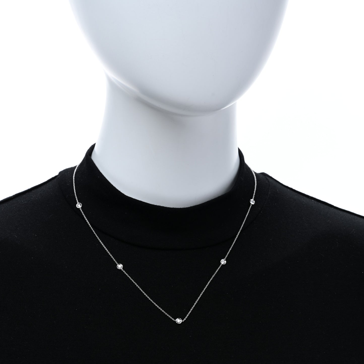 18K White Gold Diamond .25ctw Diamonds by the Inch Five Station Necklace