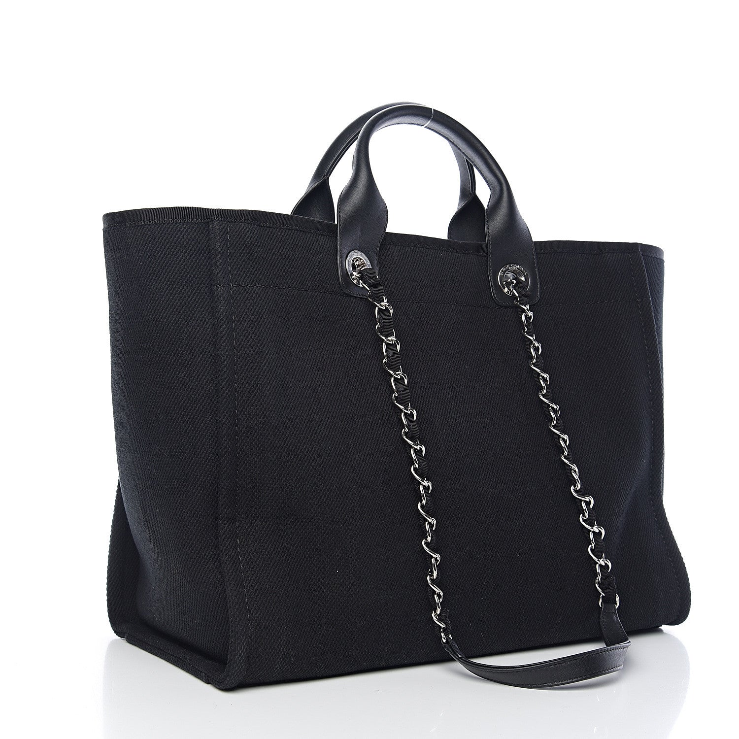 Chanel Canvas Pearl Medium Deauville Tote Black 2 of 10