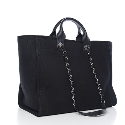 Chanel Canvas Pearl Medium Deauville Tote Black 2 of 10