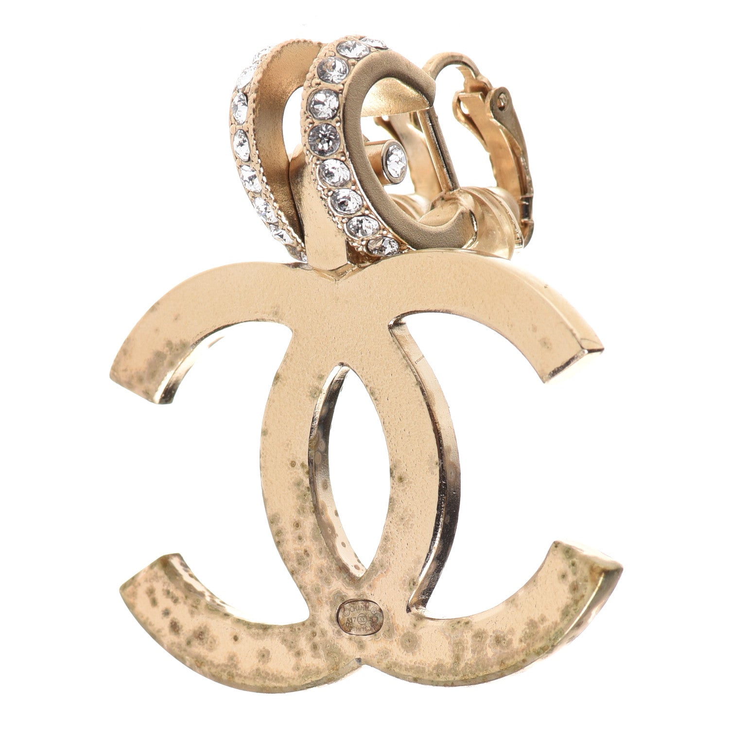 Chanel Crystal CC Single Clip On Earring Gold 5 of 6