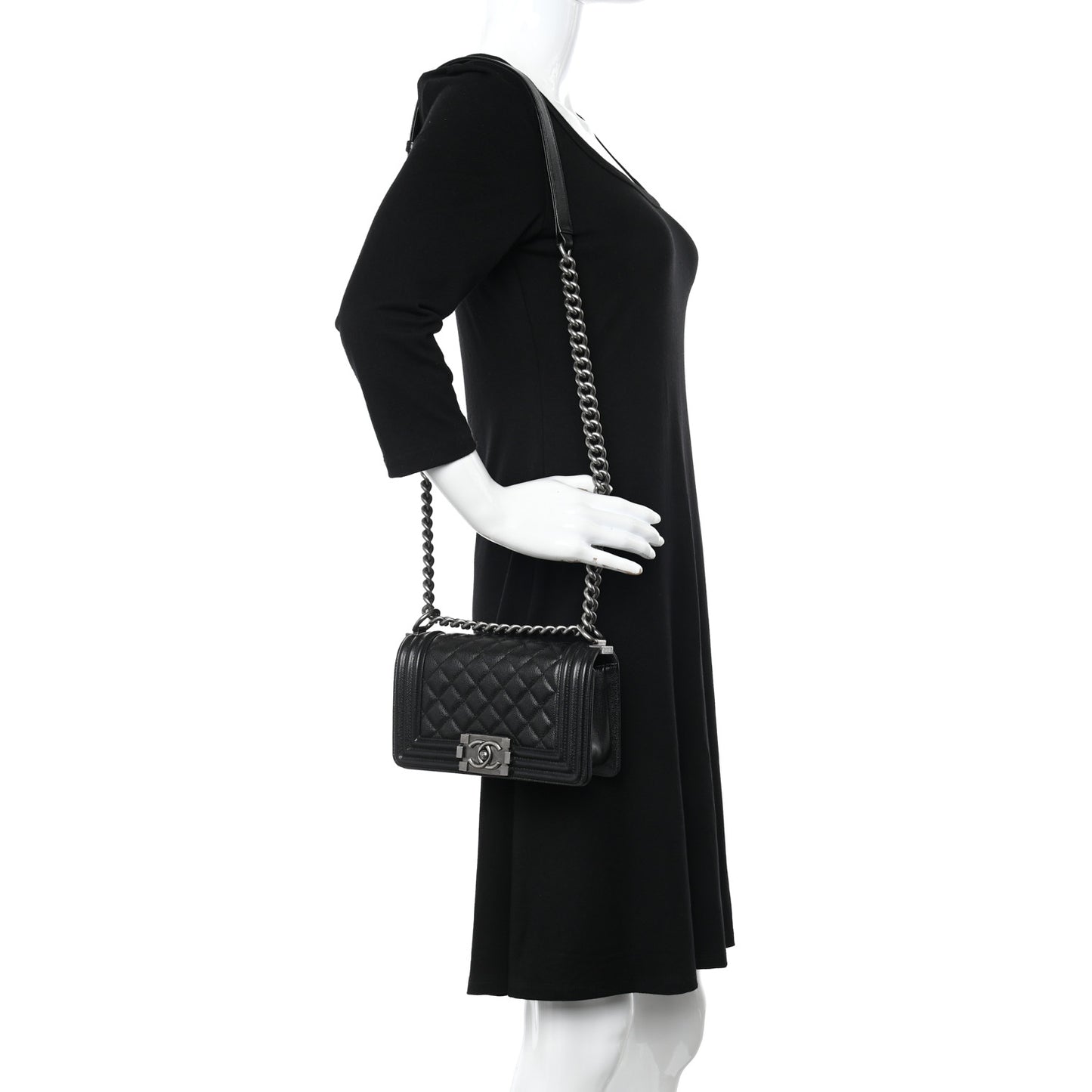 Caviar Quilted Small Boy Flap Black