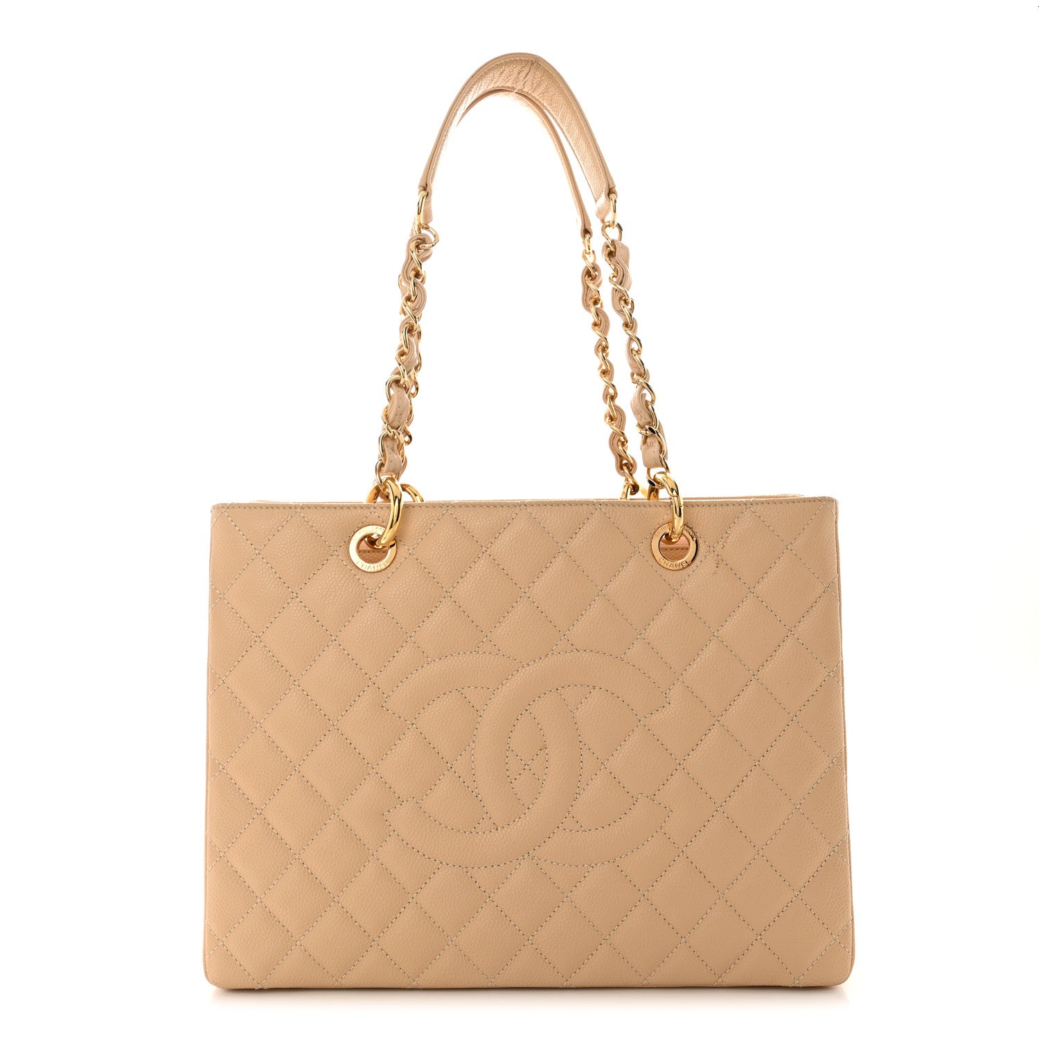 Chanel Caviar Quilted Grand Shopping Tote GST Beige 1 of 16