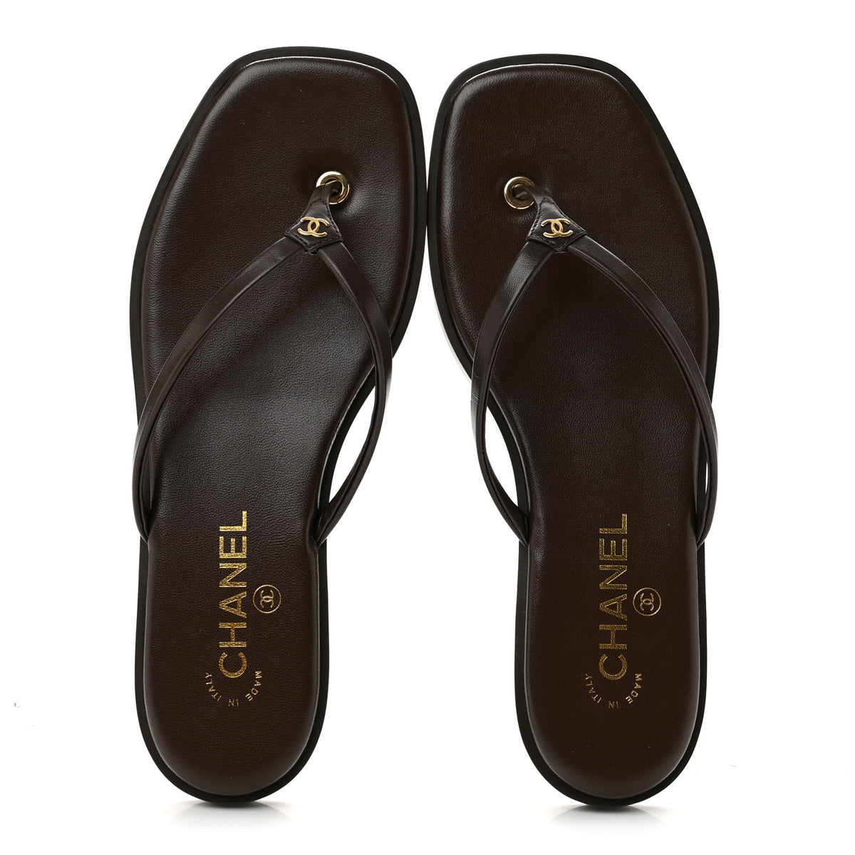Goatskin CC Times Square Thong Sandals 39 Brown