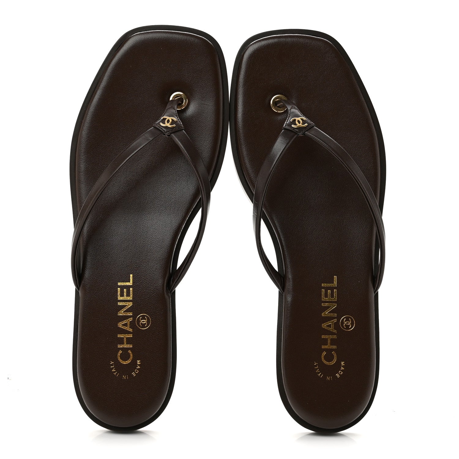 Chanel Goatskin CC Times Square Thong Sandals 39 Brown 2 of 10