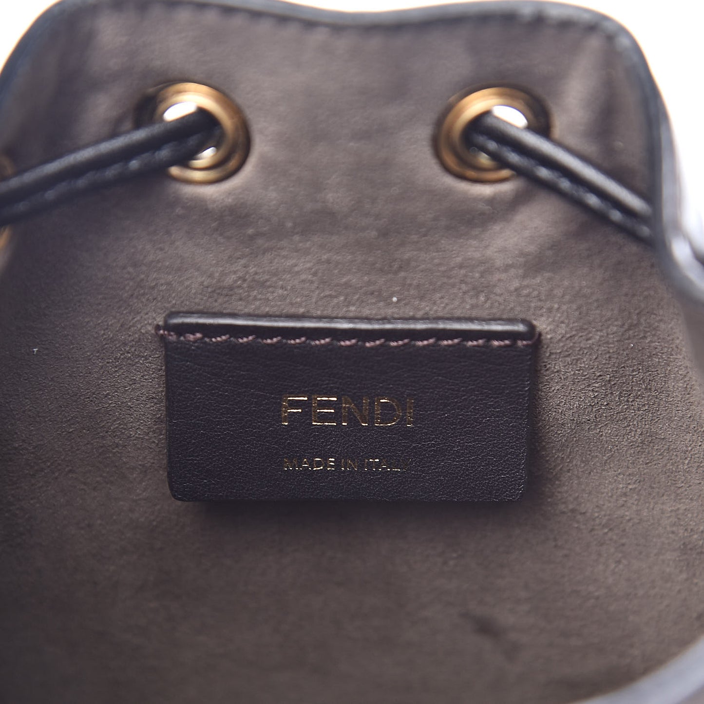 Vitello Liberty F is Fendi Bi-Color FF 1974 Embossed Mini Mon Tresor Bucket Bag Maya Black