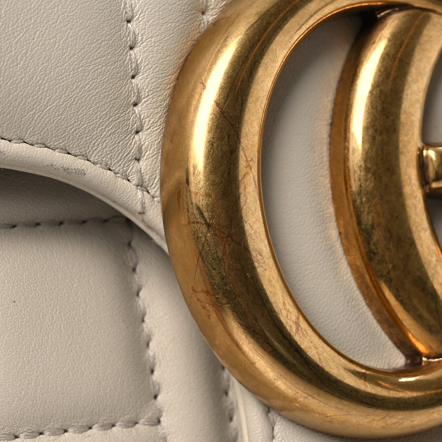 Gucci Calfskin Matelasse Studded Medium GG Marmont Shoulder Bag White 11 of 16