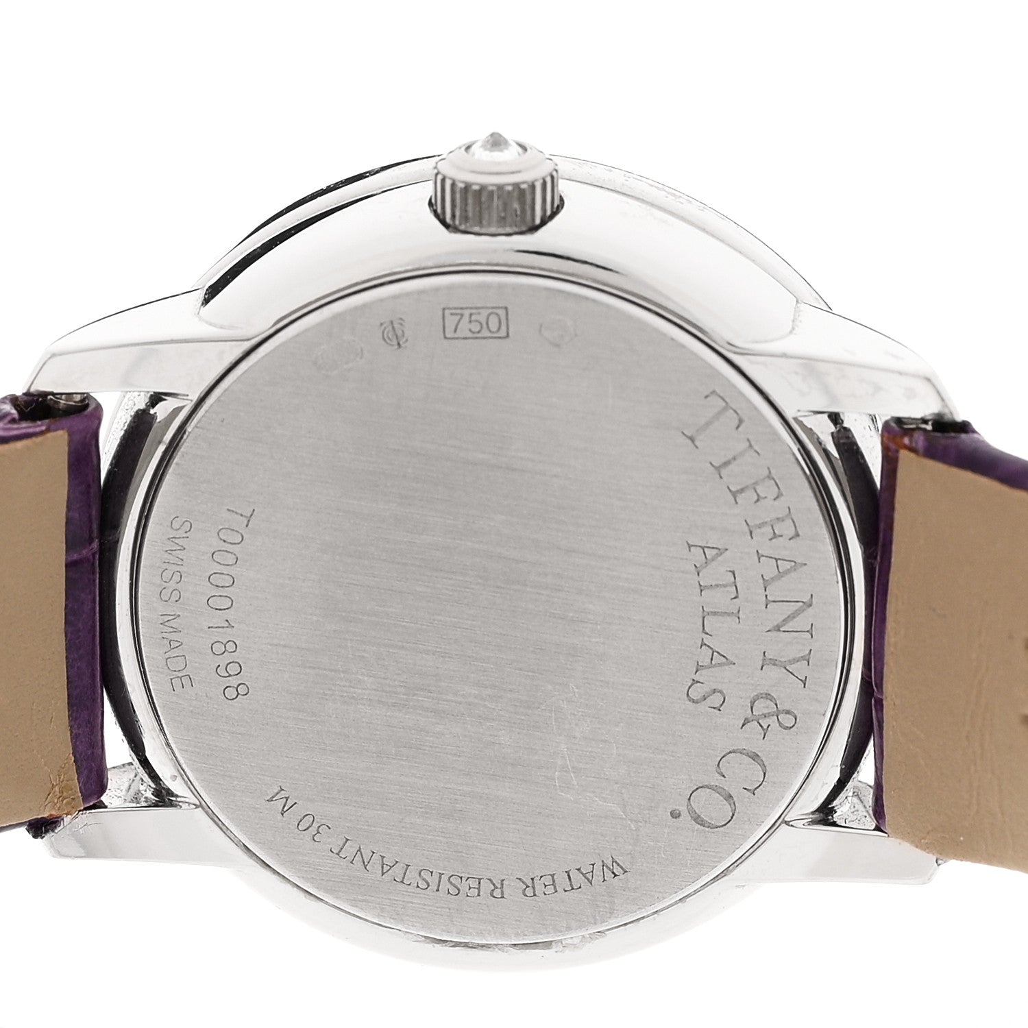 Tiffany 18K White Gold Alligator Diamond Mother of Pearl 26mm Atlas Round Cocktail Quartz Watch 4 of 5
