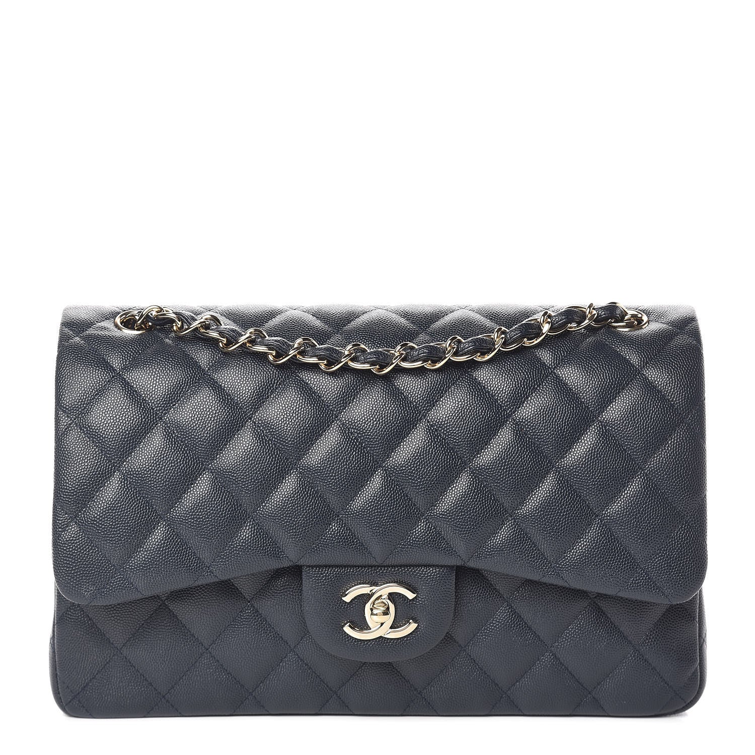 Chanel Caviar Quilted Jumbo Double Flap Navy Blue 1 of 11