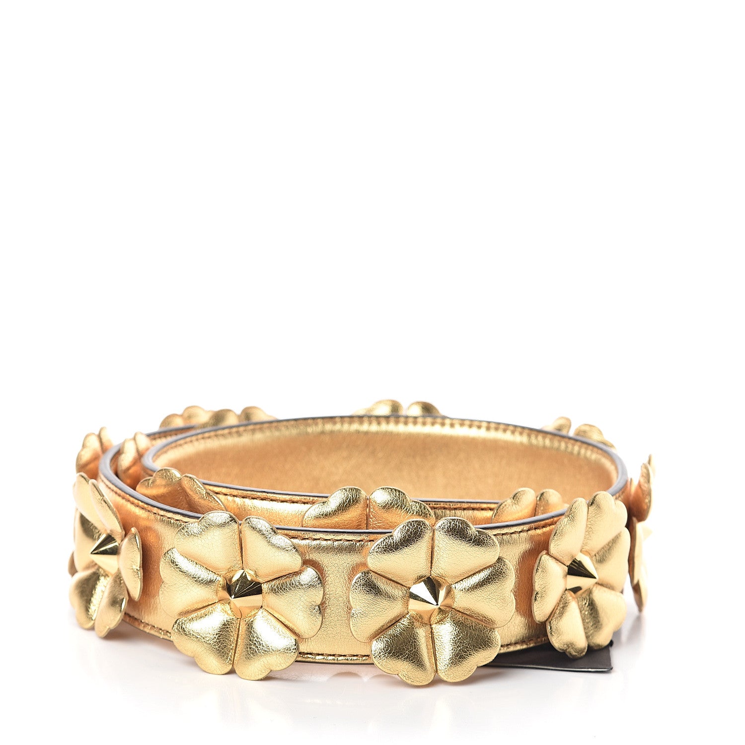 Fendi Vitello Catalan Mirror Flowerland Studded Strap You Gold 2 of 3