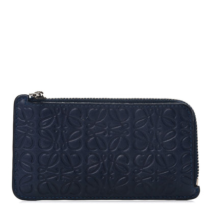 Loewe Calfskin Embossed Repeat Coin Card Holder Navy 1 of 8