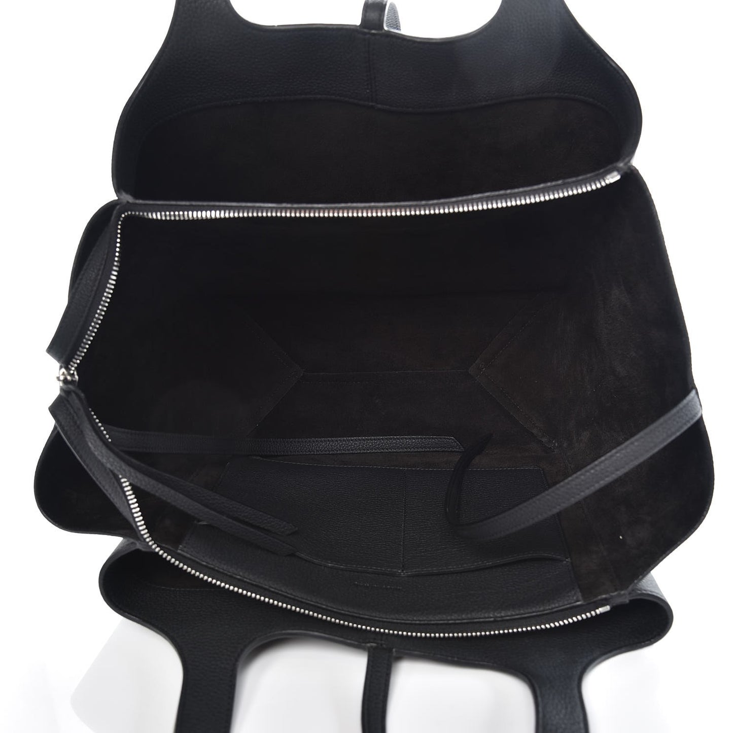 Baby Grained Calfskin Medium Tri-Fold Bag Black