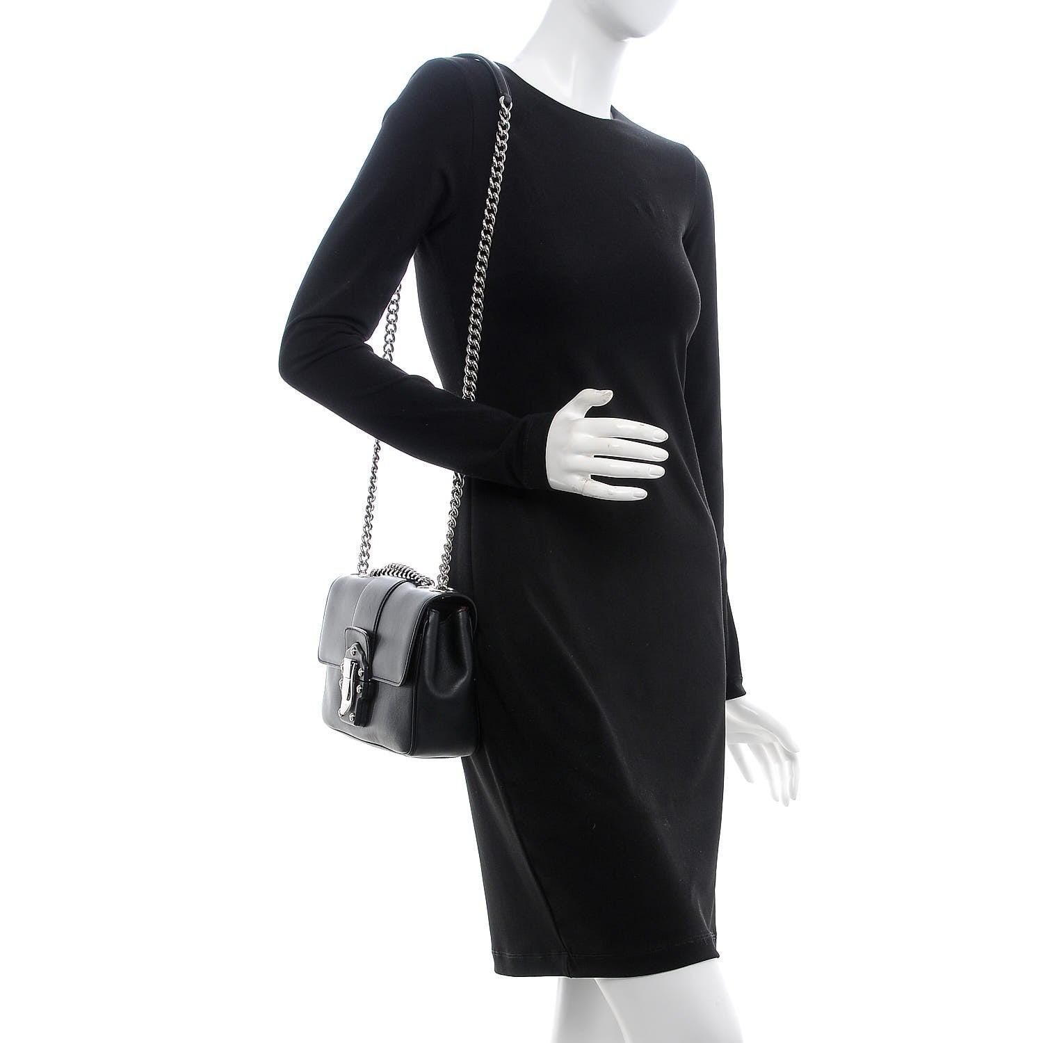 Dolce & Gabbana Calfskin Lucia Chain Shoulder Bag Black 2 of 7