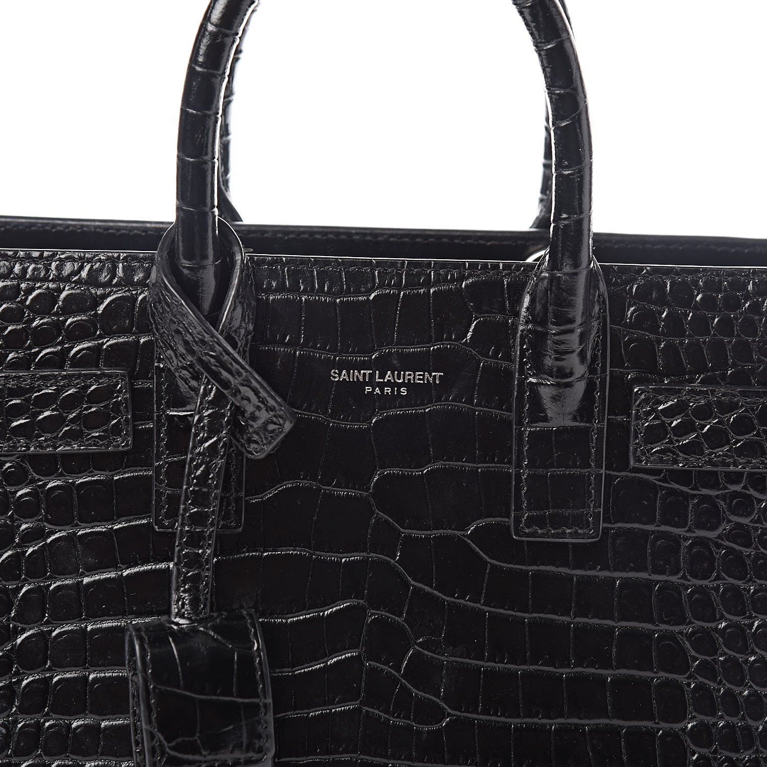 Saint Laurent Calfskin Crocodile Embossed Nano Sac De Jour Black 10 of 10