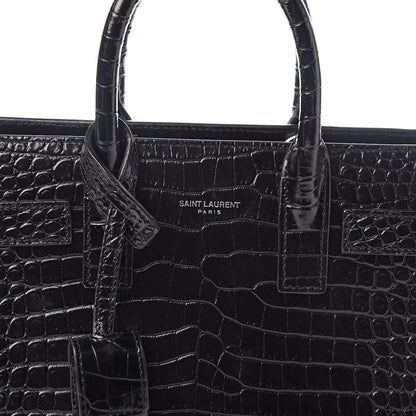 Saint Laurent Calfskin Crocodile Embossed Nano Sac De Jour Black 10 of 10