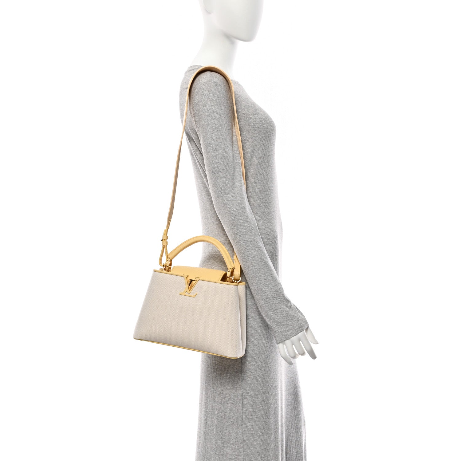 Louis Vuitton Canvas Taurillon Capucines BB Plume Yellow 2 of 9