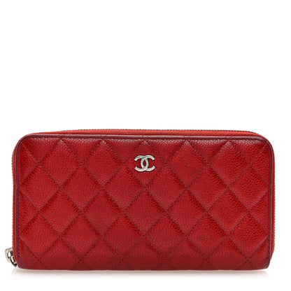 Chanel Caviar Quilted Large Gusset Zip Around Wallet Red 1 of 7