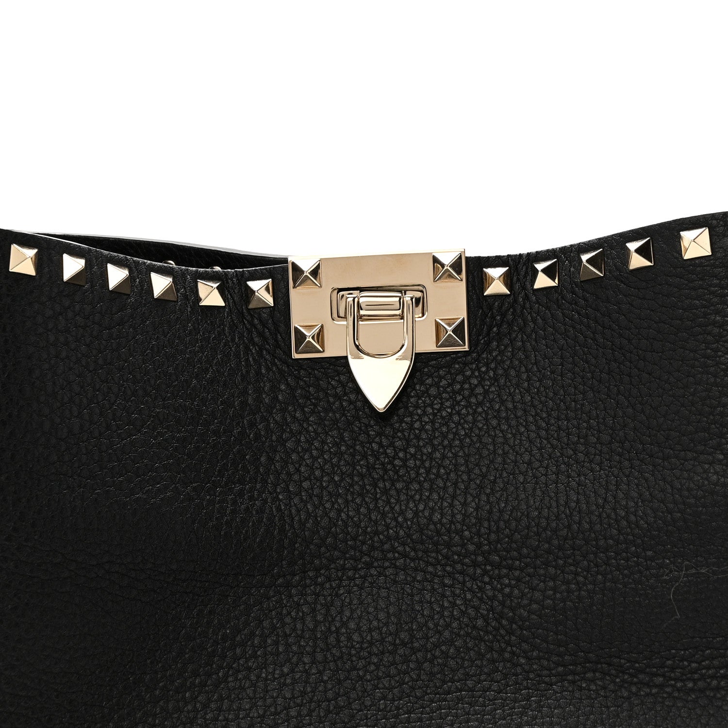 Valentino Garavani Grained Calfskin Large Rockstud Hobo Black 7 of 10