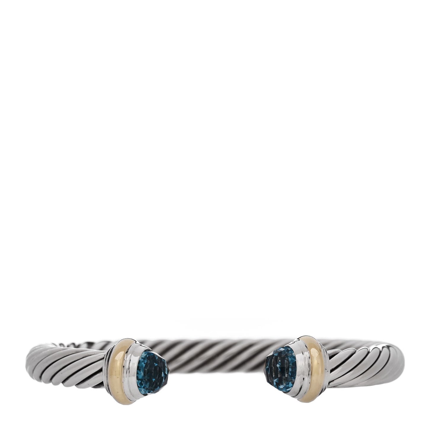 Sterling Silver 14K Yellow Gold Blue Topaz 7mm Cable Classics Bracelet