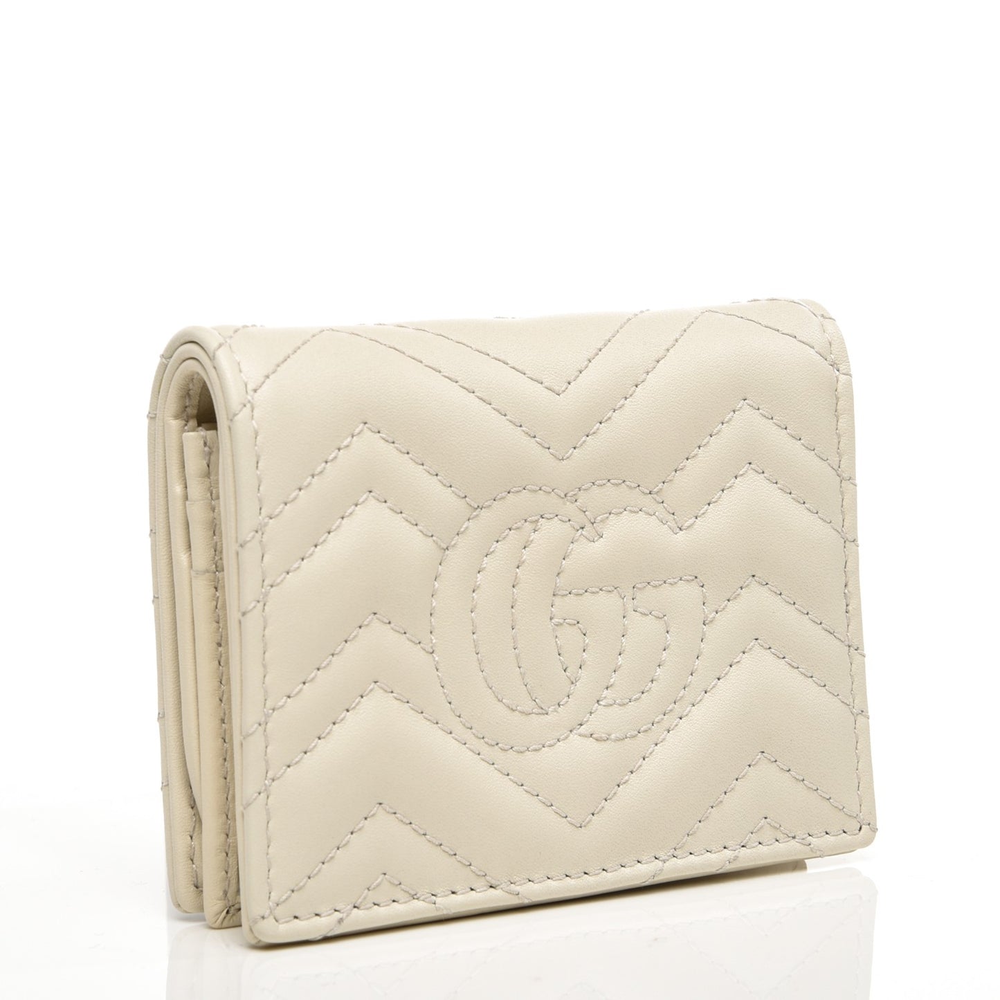 Calfskin Matelasse GG Marmont Card Case White