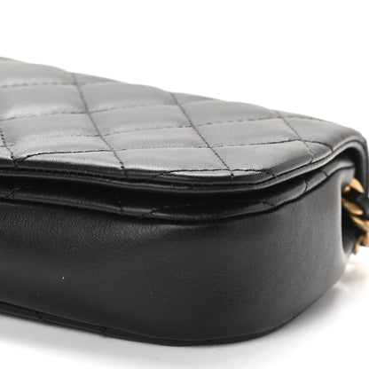 Chanel Calfskin Quilted Coco Mail Clutch With Chain Black 10 of 10