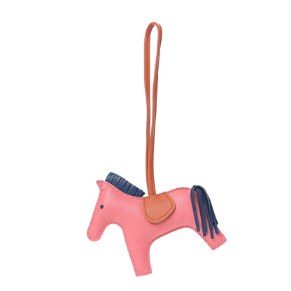 Hermes Milo Lambskin Grigri Rodeo Horse Bag Charm MM Rose Azalee Cornaline Bleu De Malte 1 of 4