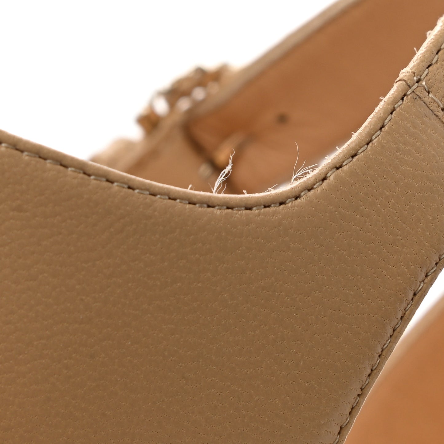 Lambskin Grosgrain Pearl Sandals 37.5 Beige Black