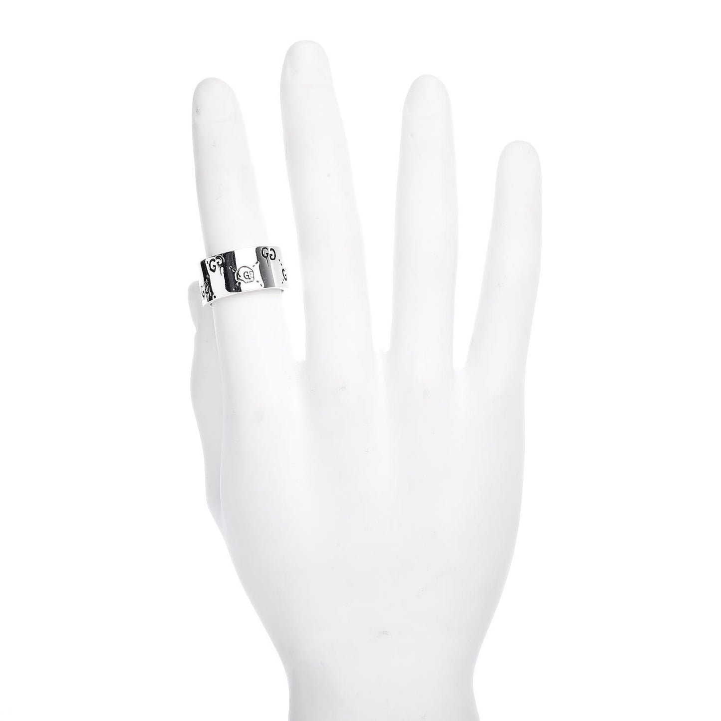 Sterling Silver GucciGhost Hamlet Skull Band Ring 62 10