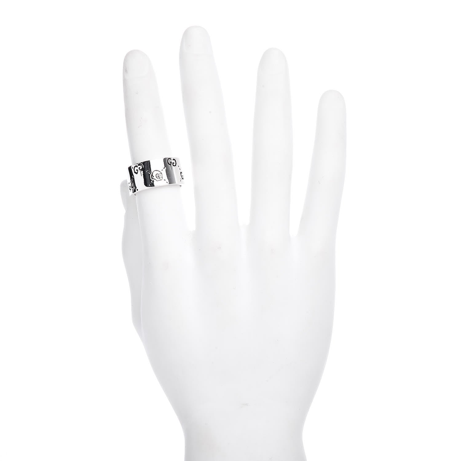 Gucci Sterling Silver GucciGhost Hamlet Skull Band Ring 62 10 2 of 6