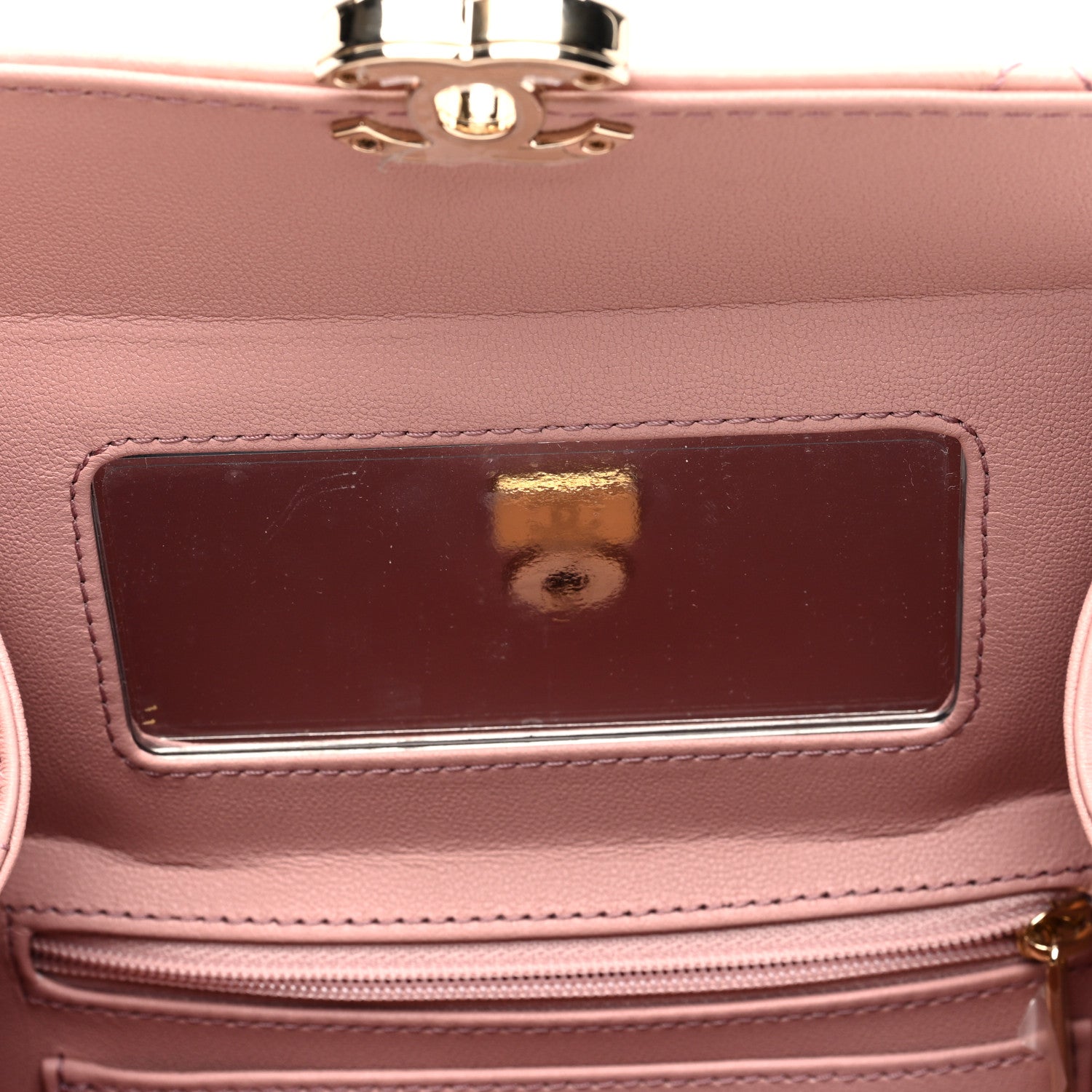 Chanel Shiny Calfskin Quilted CC Handle Vanity Flap Bag Pink 8 of 11