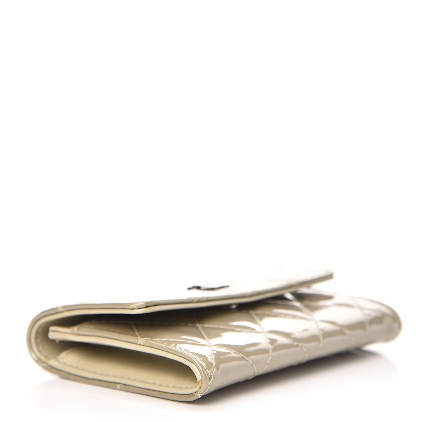 Patent Quilted Card Holder Light Gold