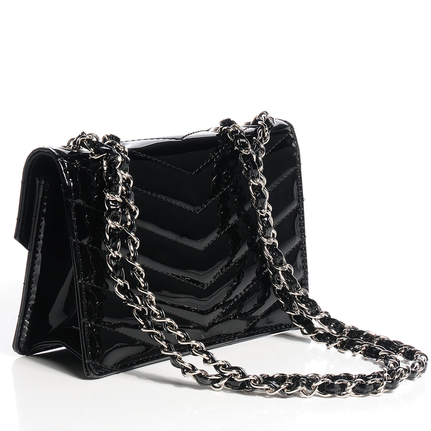 Patent Chevron Small Cutaway Flap Black