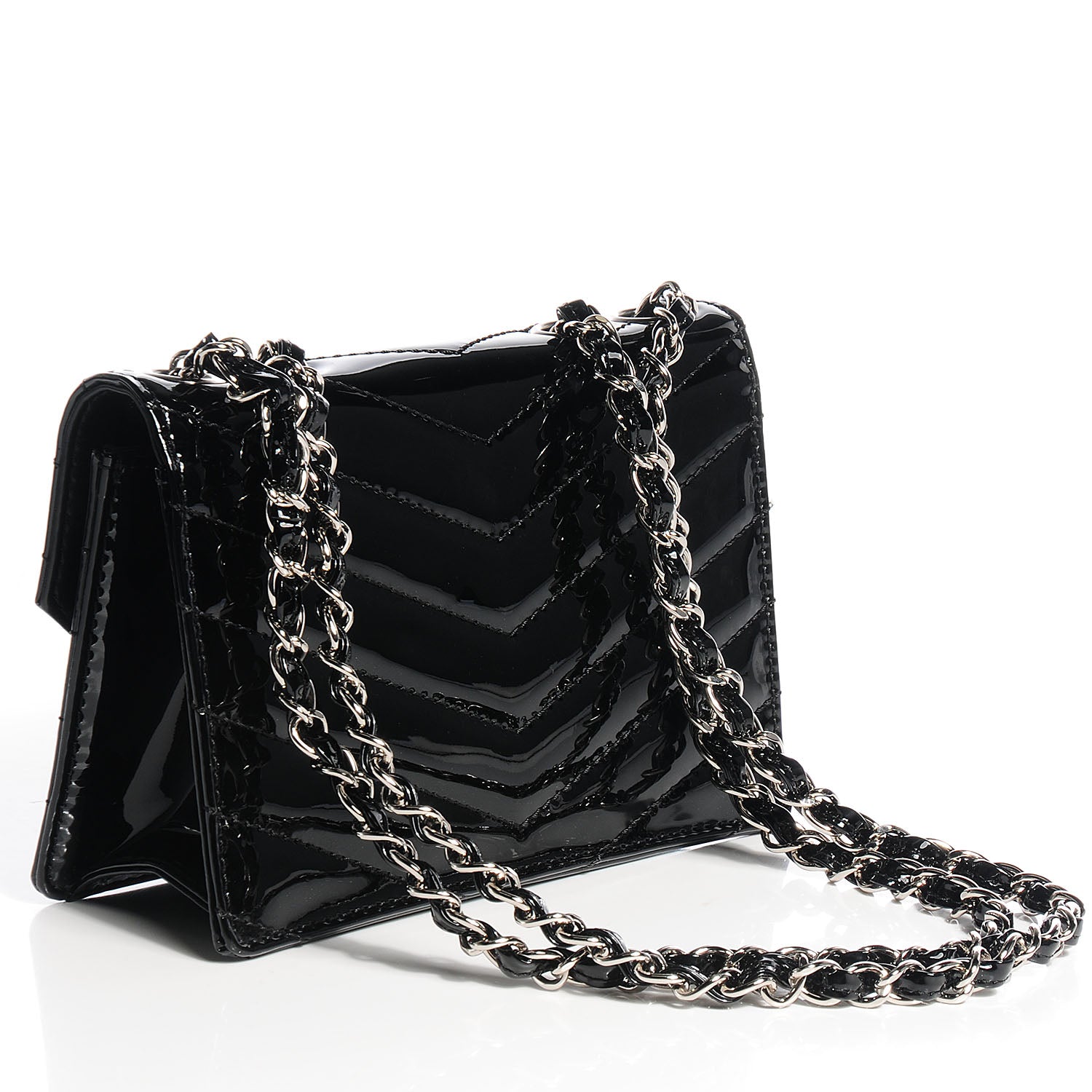 Chanel Patent Chevron Small Cutaway Flap Black 3 of 8