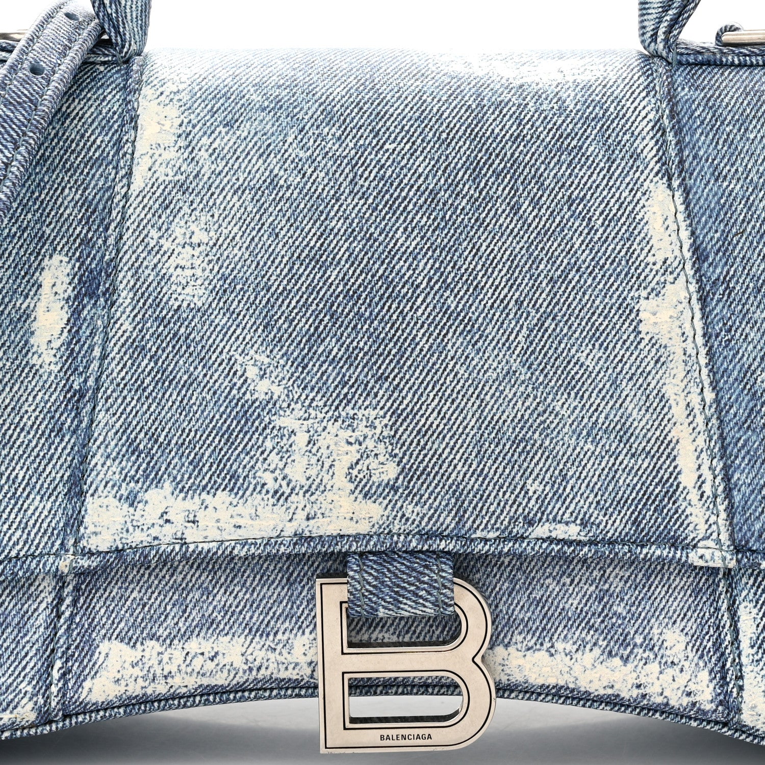 Balenciaga Nappa Denim Printed Small Hourglass Top Handle Bag Denim Blue 8 of 10