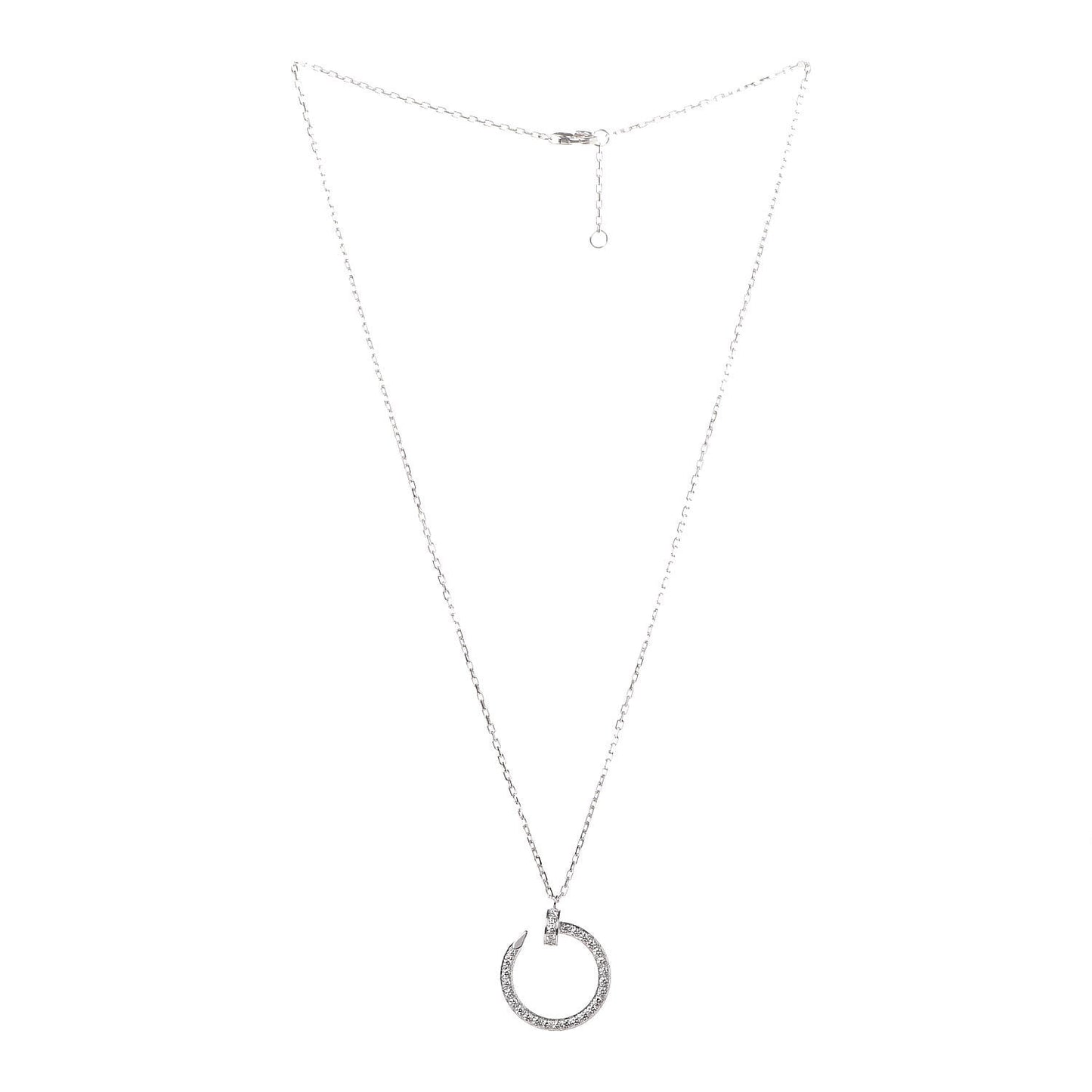 18K White Gold Diamond Juste Un Clou Paved Pendant Necklace