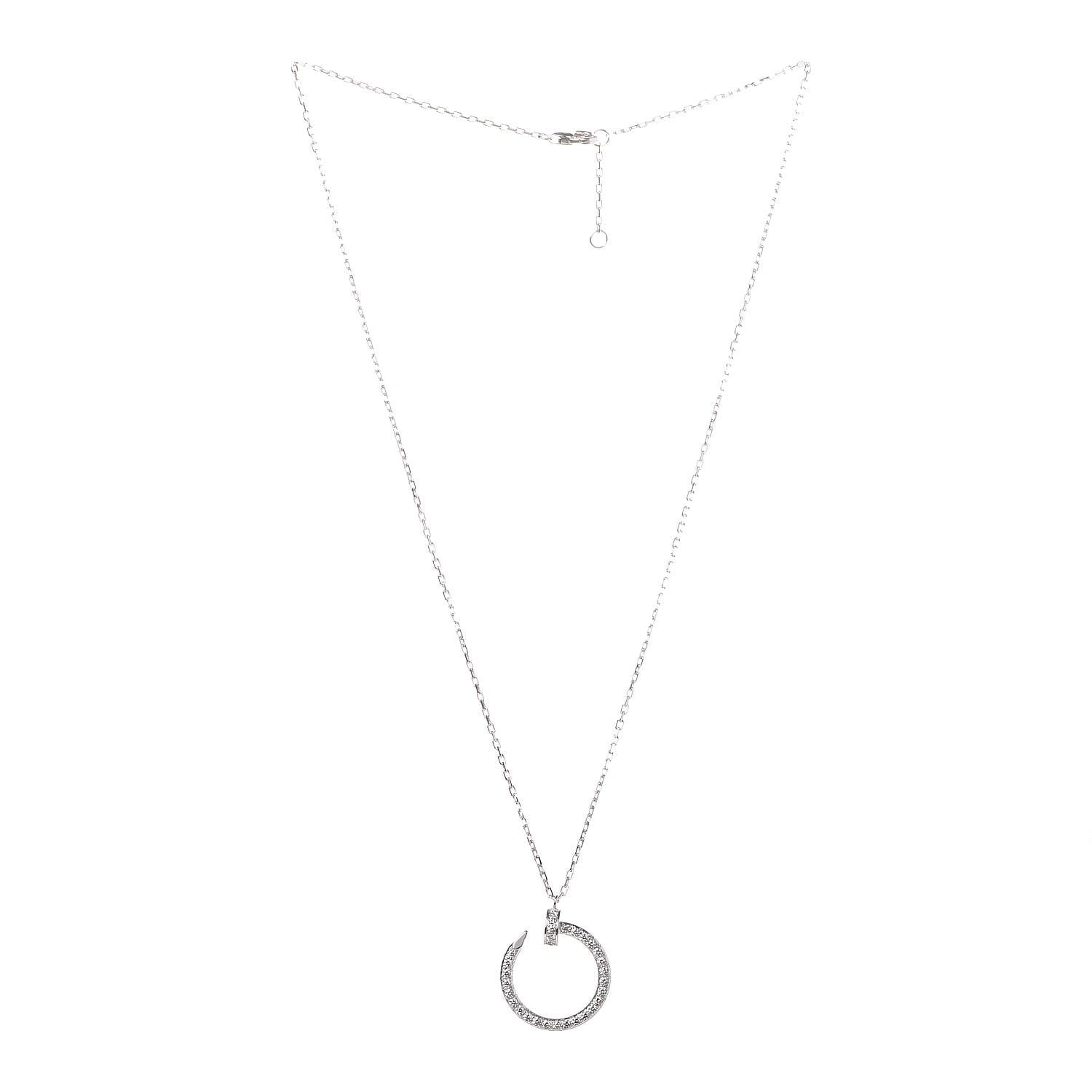 Cartier 18K White Gold Diamond Juste Un Clou Paved Pendant Necklace 3 of 7