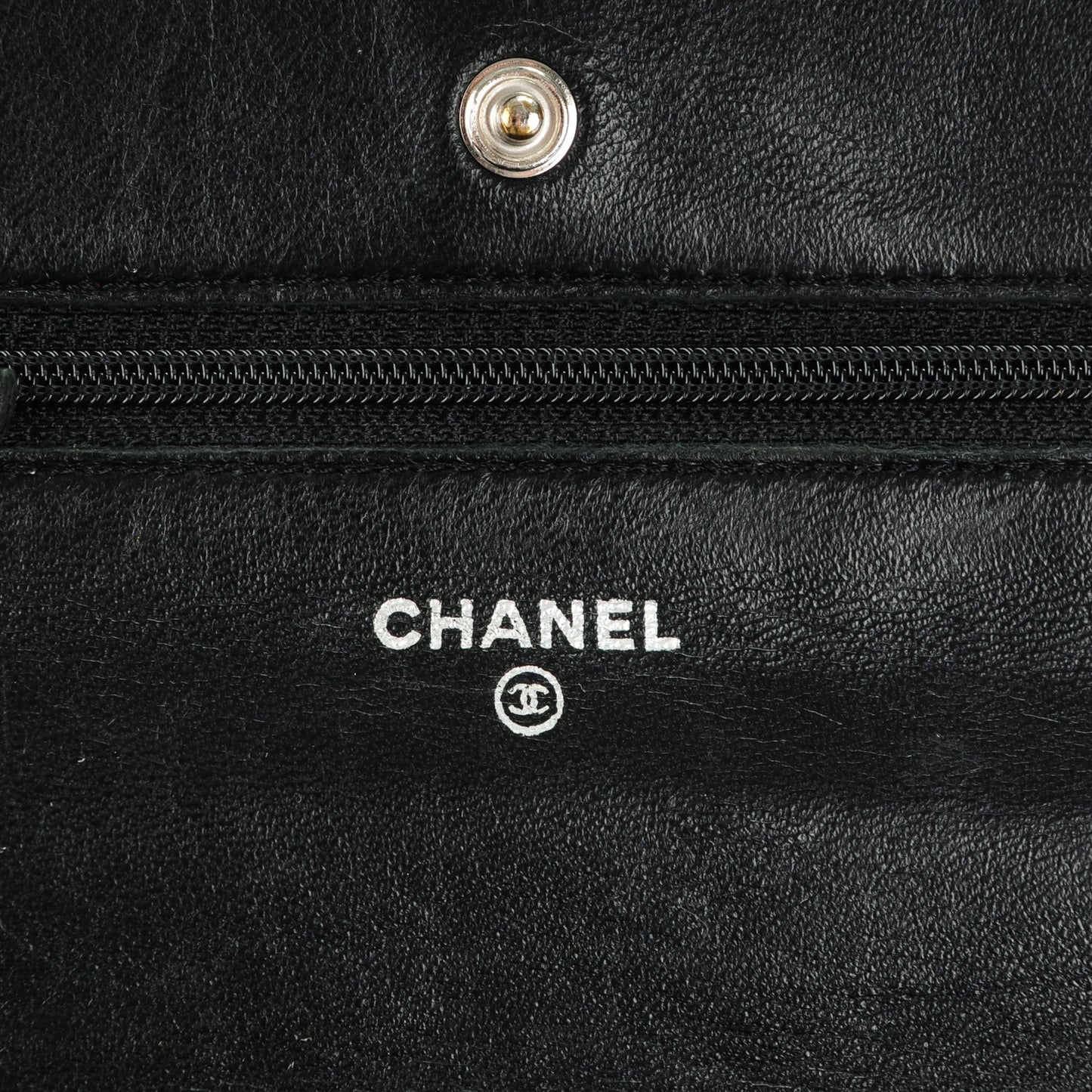 Lambskin Quilted Wallet On Chain WOC Black