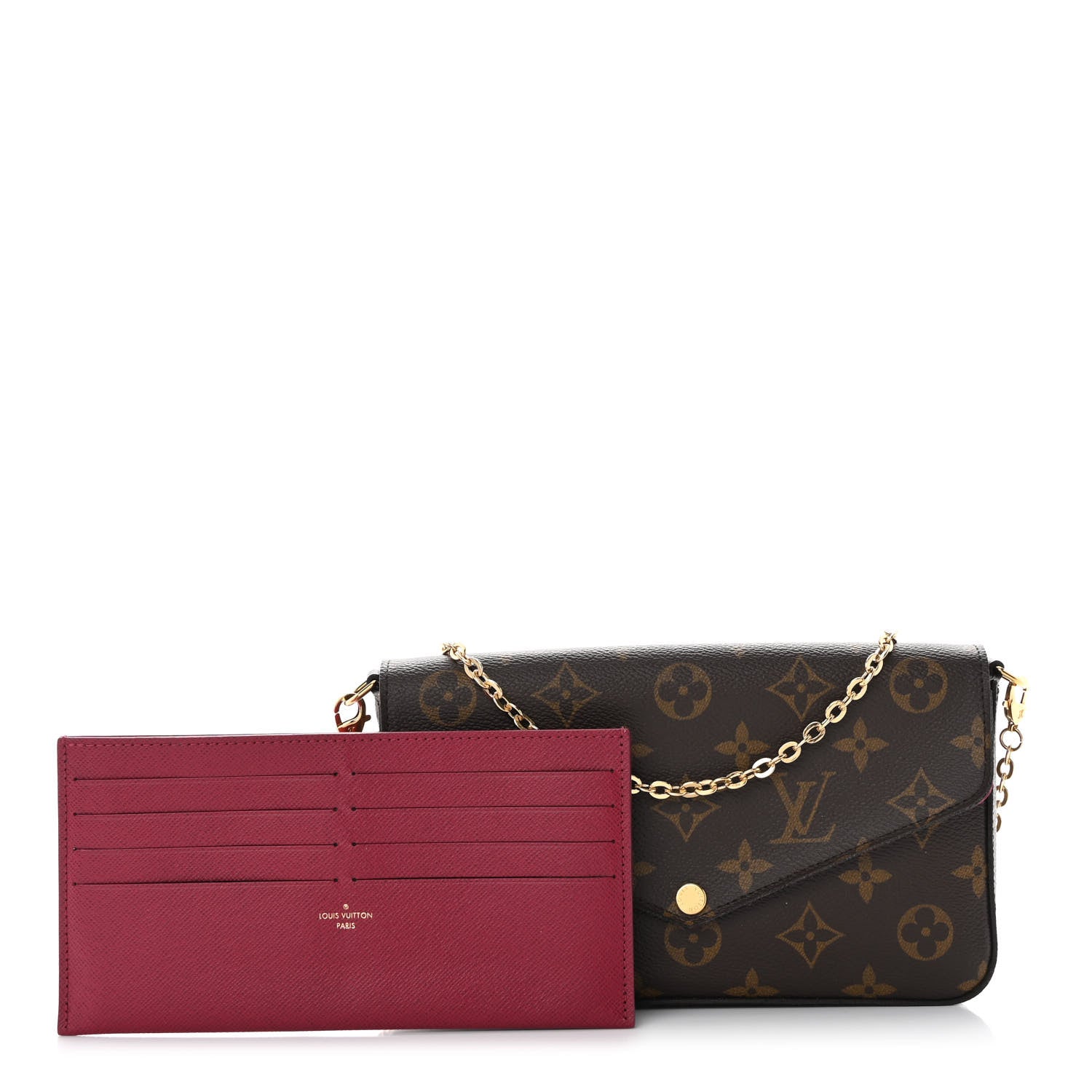Louis Vuitton Monogram Pochette Felicie Chain Wallet Fuchsia 1 of 12