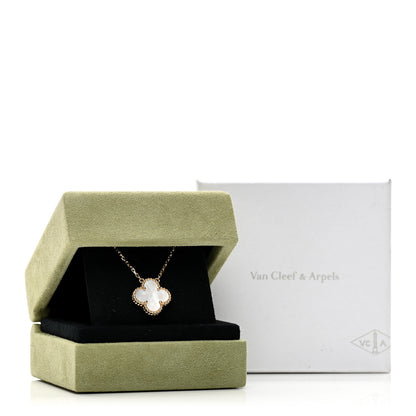 Van Cleef & Arpels 18K Yellow Gold Mother of Pearl Vintage Alhambra Pendant Necklace 6 of 6
