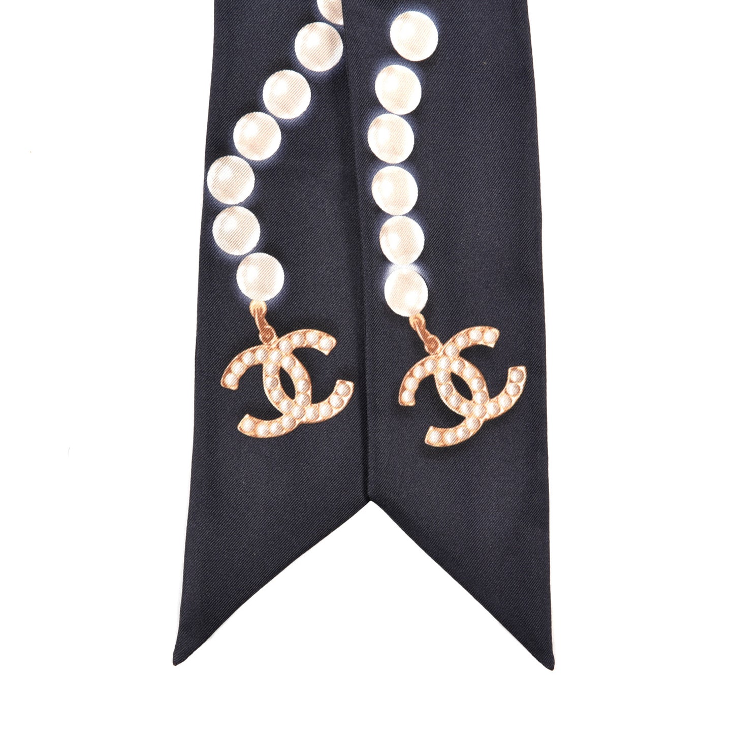 Silk Pearl CC Slim Bandeau Scarf Navy