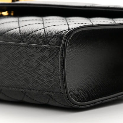 Saint Laurent Grain De Poudre Textured Mixed Matelasse Triquilt Medium Monogram Satchel Black 8 of 10