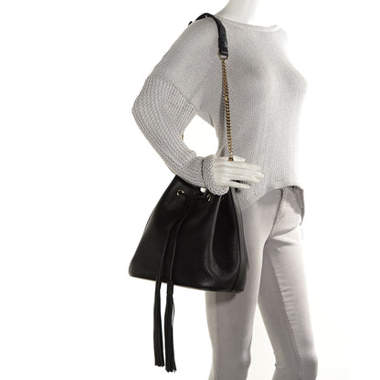 Gucci Pebbled Calfskin Miss Bamboo Bucket Bag Black 2 of 9
