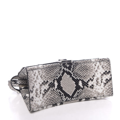 Balenciaga Calfskin Snake Effect Small Hourglass Top Handle Bag Black White 4 of 10