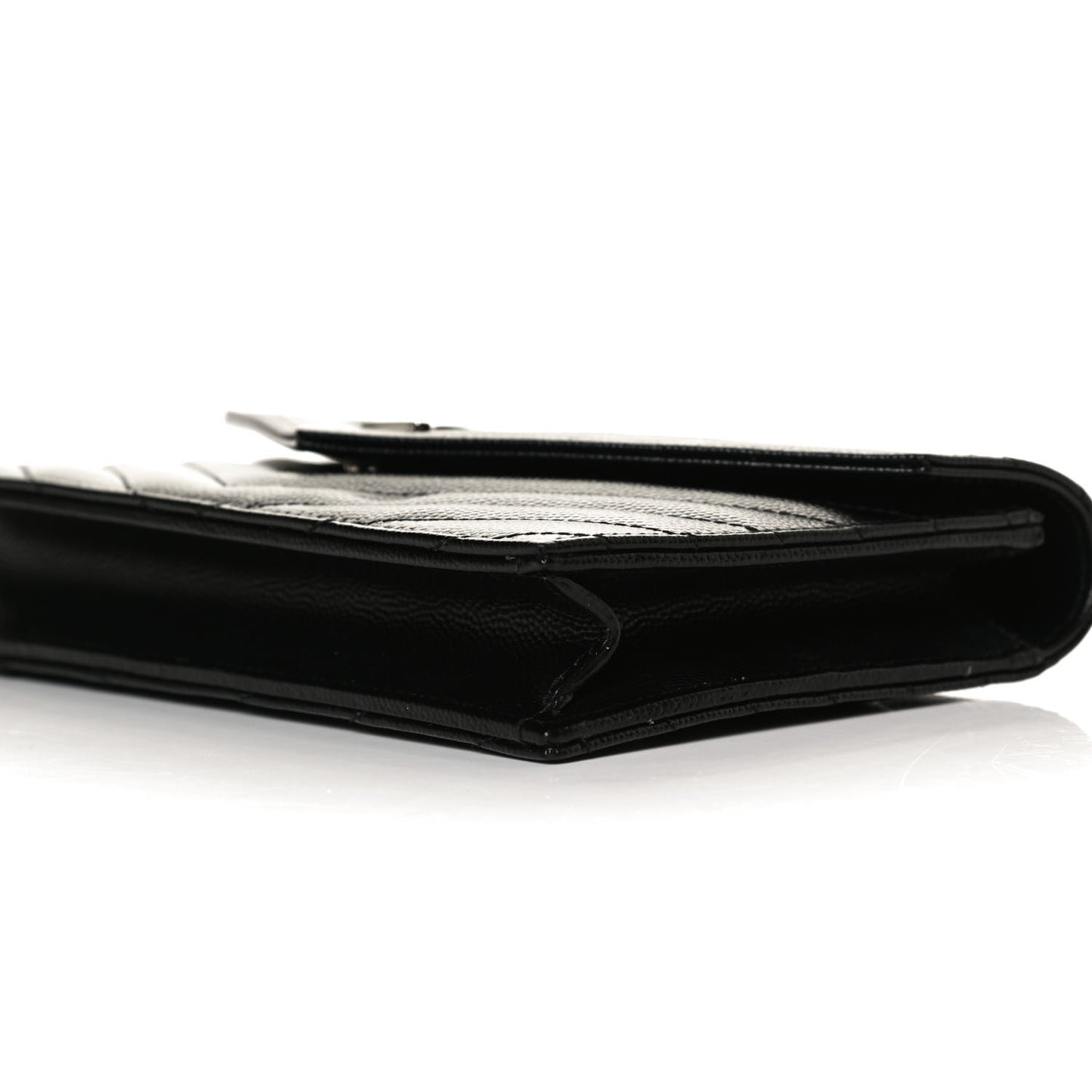 Grain De Poudre Matelasse Chevron Monogram Envelope Chain Wallet Black