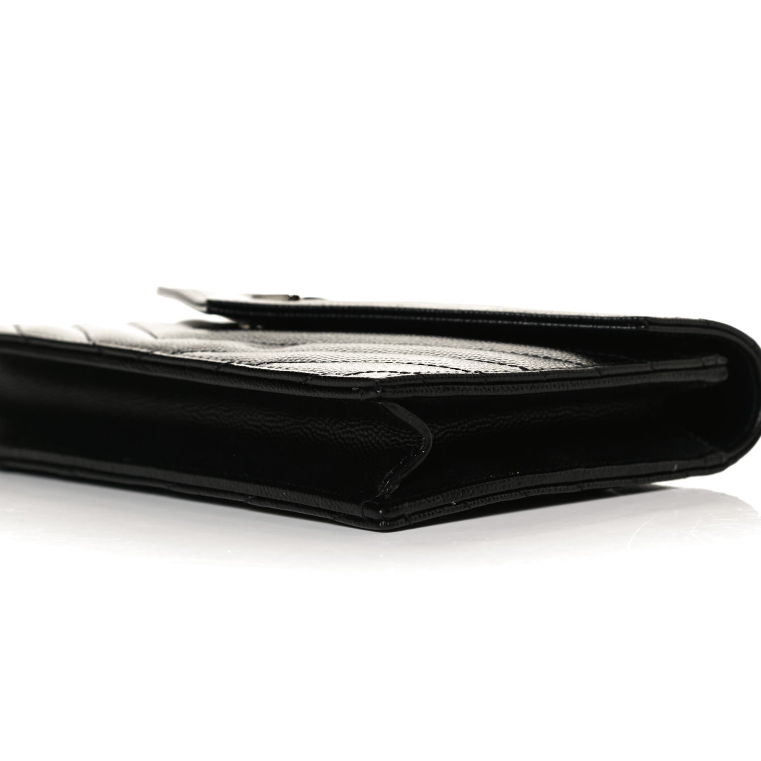 Saint Laurent Grain De Poudre Matelasse Chevron Monogram Envelope Chain Wallet Black 10 of 12