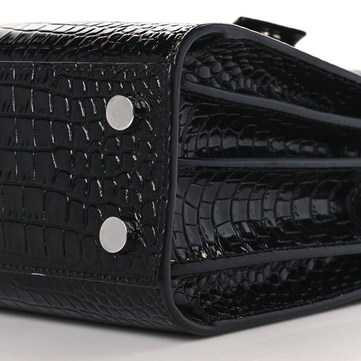 Calfskin Crocodile Embossed Nano Sac De Jour Black