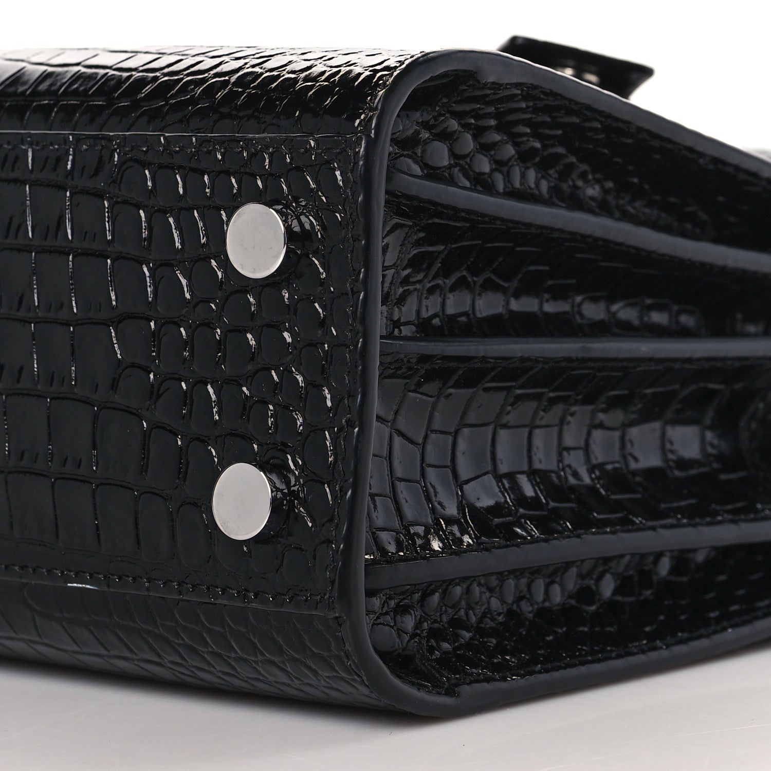 Saint Laurent Calfskin Crocodile Embossed Nano Sac De Jour Black 8 of 8