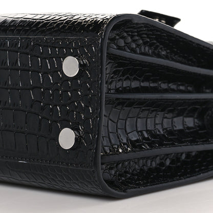 Saint Laurent Calfskin Crocodile Embossed Nano Sac De Jour Black 8 of 8