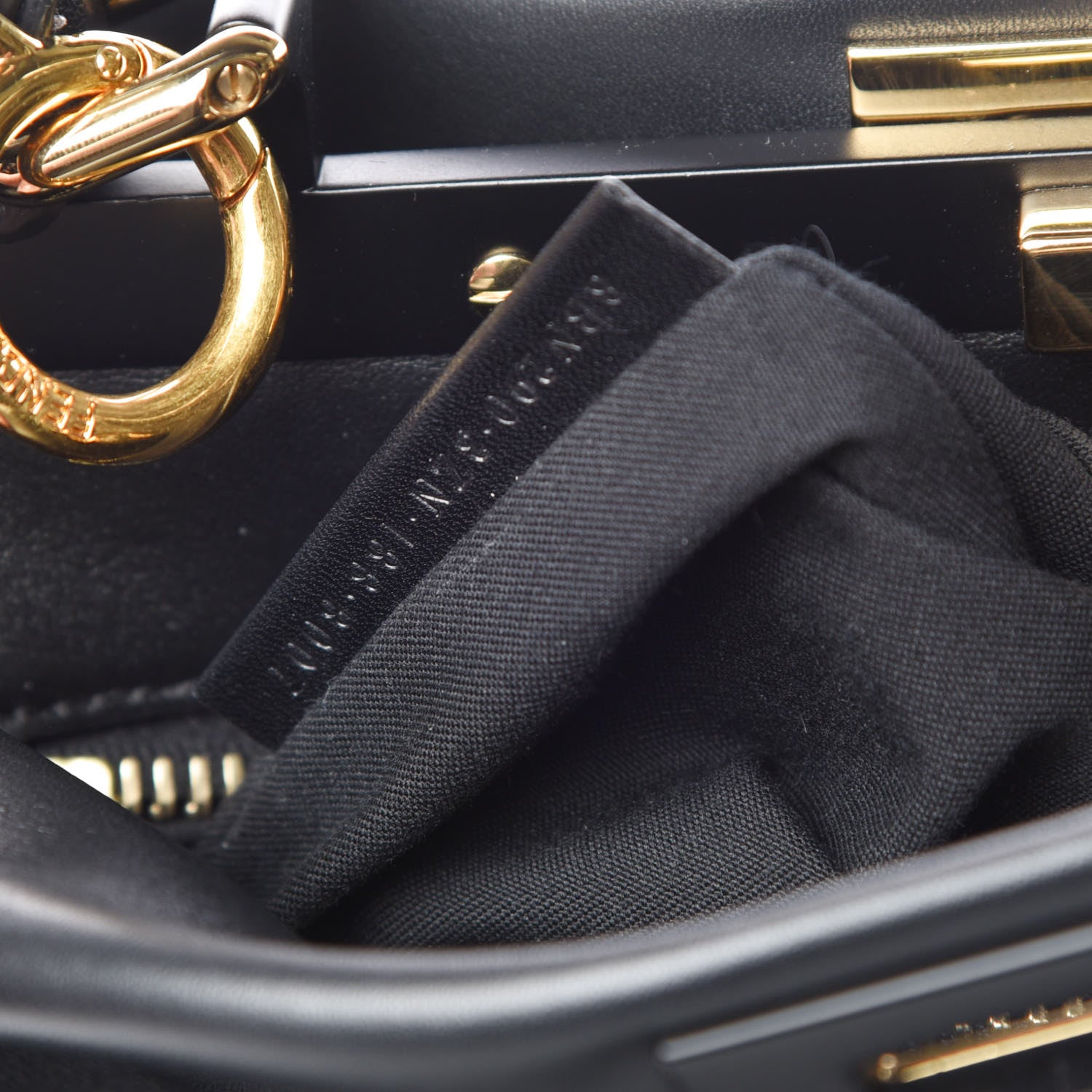Fendi Vitello Seta Shiny Nappa Medium Peekaboo Iconic Satchel Black 9 of 12