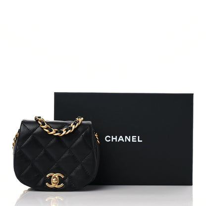 Chanel Calfskin Quilted Mini Coco Mail Clutch with Chain Black 11 of 11