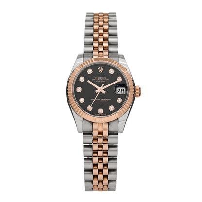 Rolex Stainless Steel 18K Everose Gold Diamond 31mm Oyster Perpetual Datejust Watch Black 178271 1 of 5